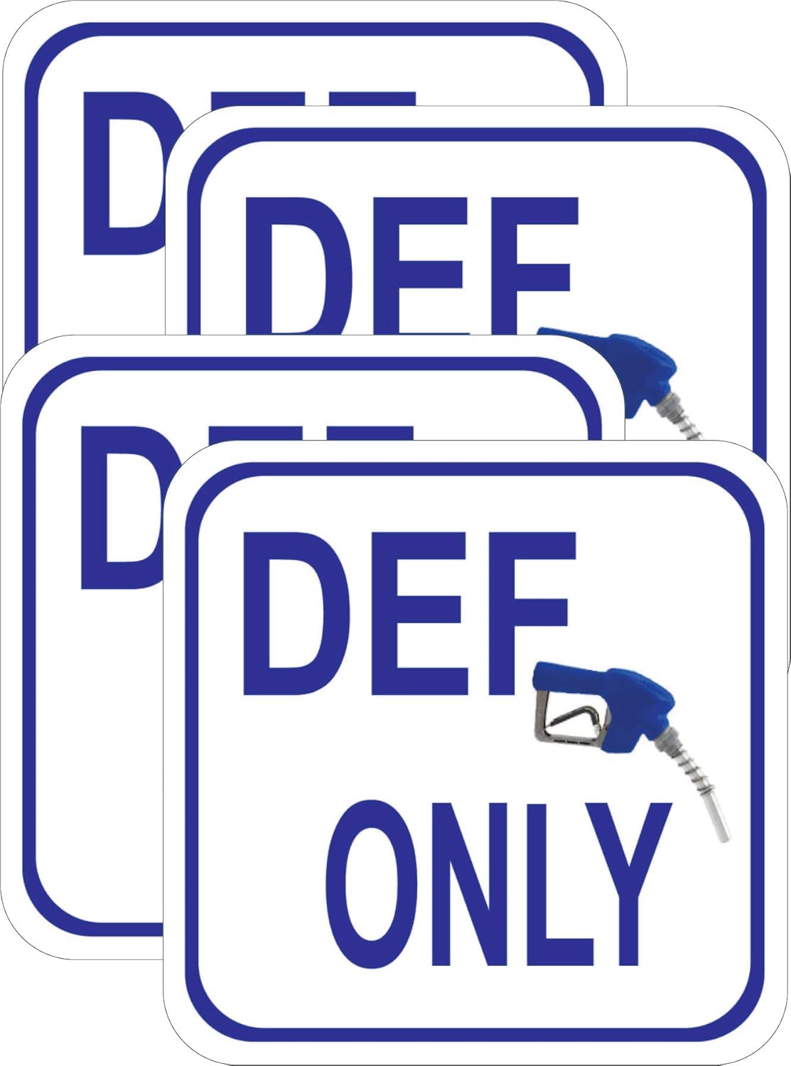NO DEF Diesel Exhaust Fluid Decals (4 Pack) 3.5" x 3.5" AUS 32 Warning Sticker