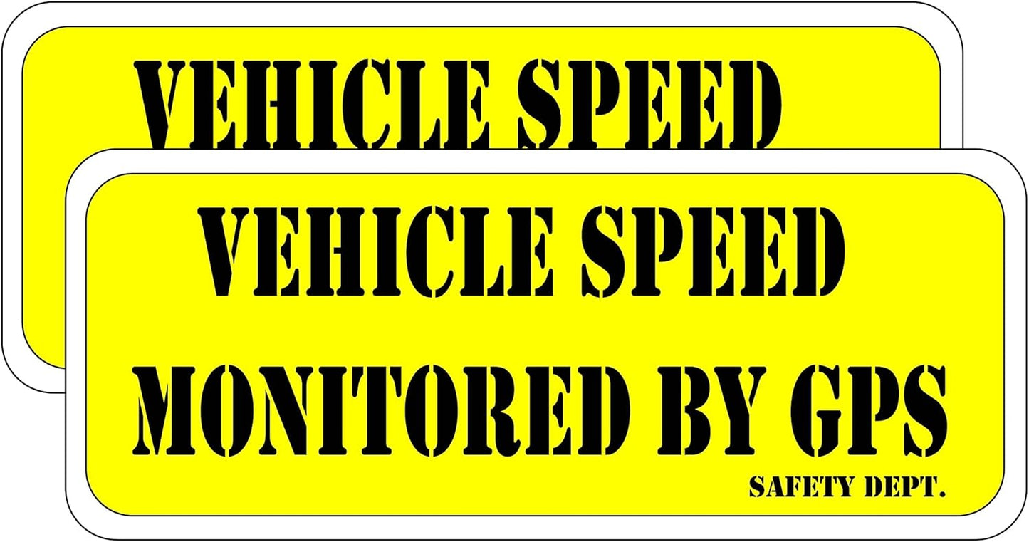(2) Vehicle Speed Monitored by GPS Sticker Decal 3.5x8" p186 (2) Decal
