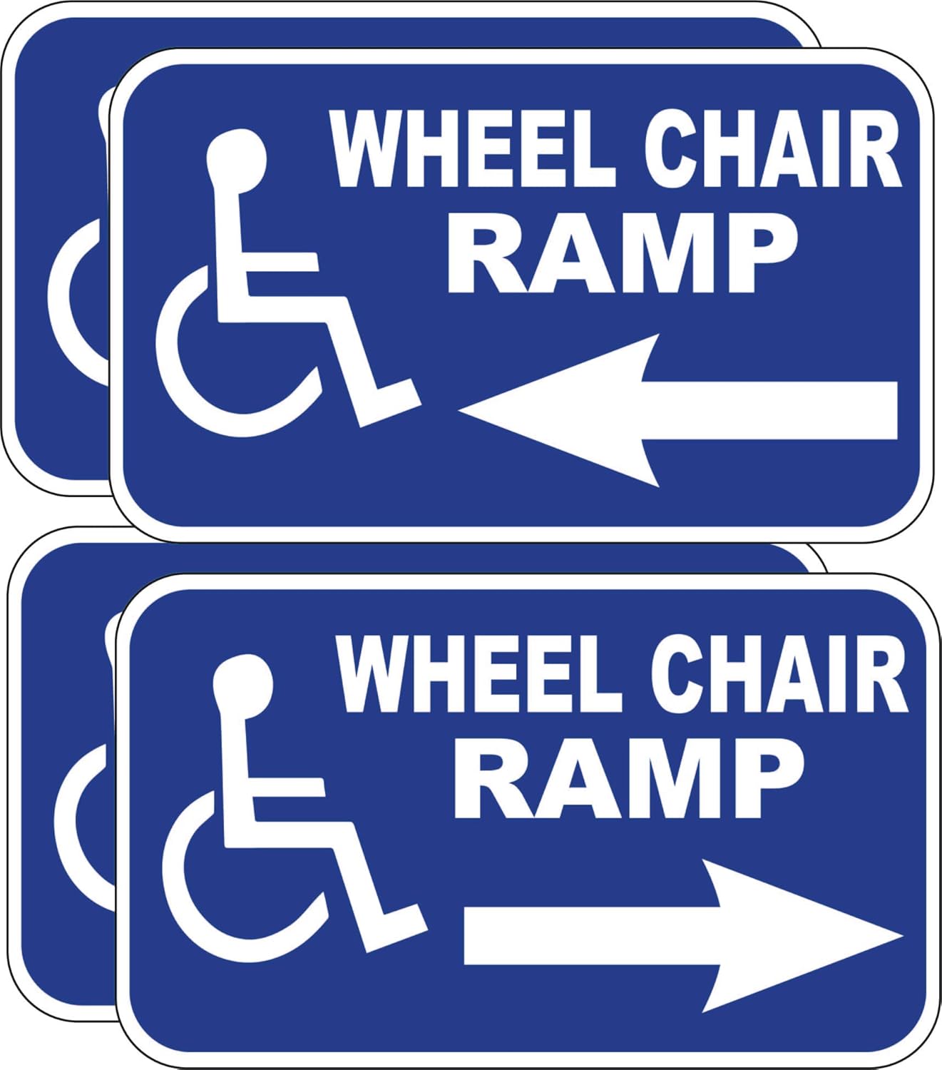 Wheel Chair Ramp Decals (Left and Right Arrows) 2 Pairs Measures 3"x5" Decal p929