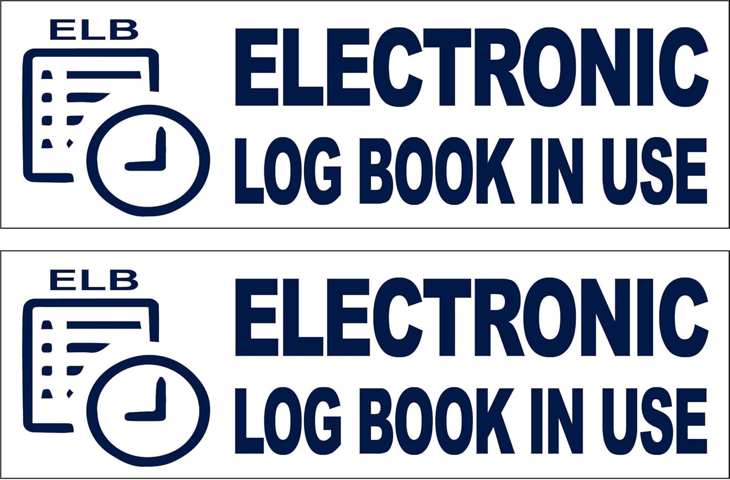 Electronic Log Book in Use Sticker (2 Pack) 2.5x8 Navy Blue ELD Decal DOT Truck p185