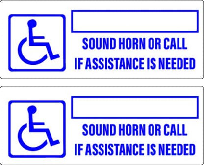 Pair (2) Sound Horn OR Call for Assistance Handicap Sticker/Decal for Gas Pump PSG-p821
