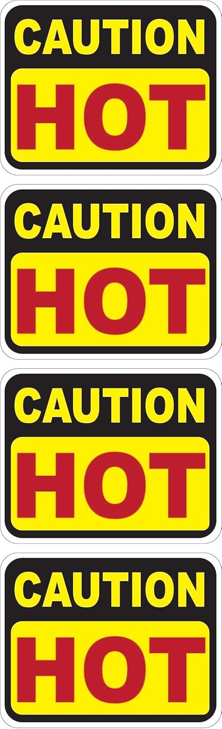 Caution HOT Decals/Decal (4 Pack) 2" x 2.5" Caliente Warning P793