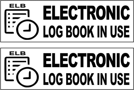 Electronic Log Book in Use Sticker (2 Pack) 2.5x8 BLACK ELD Decal DOT Truck p185