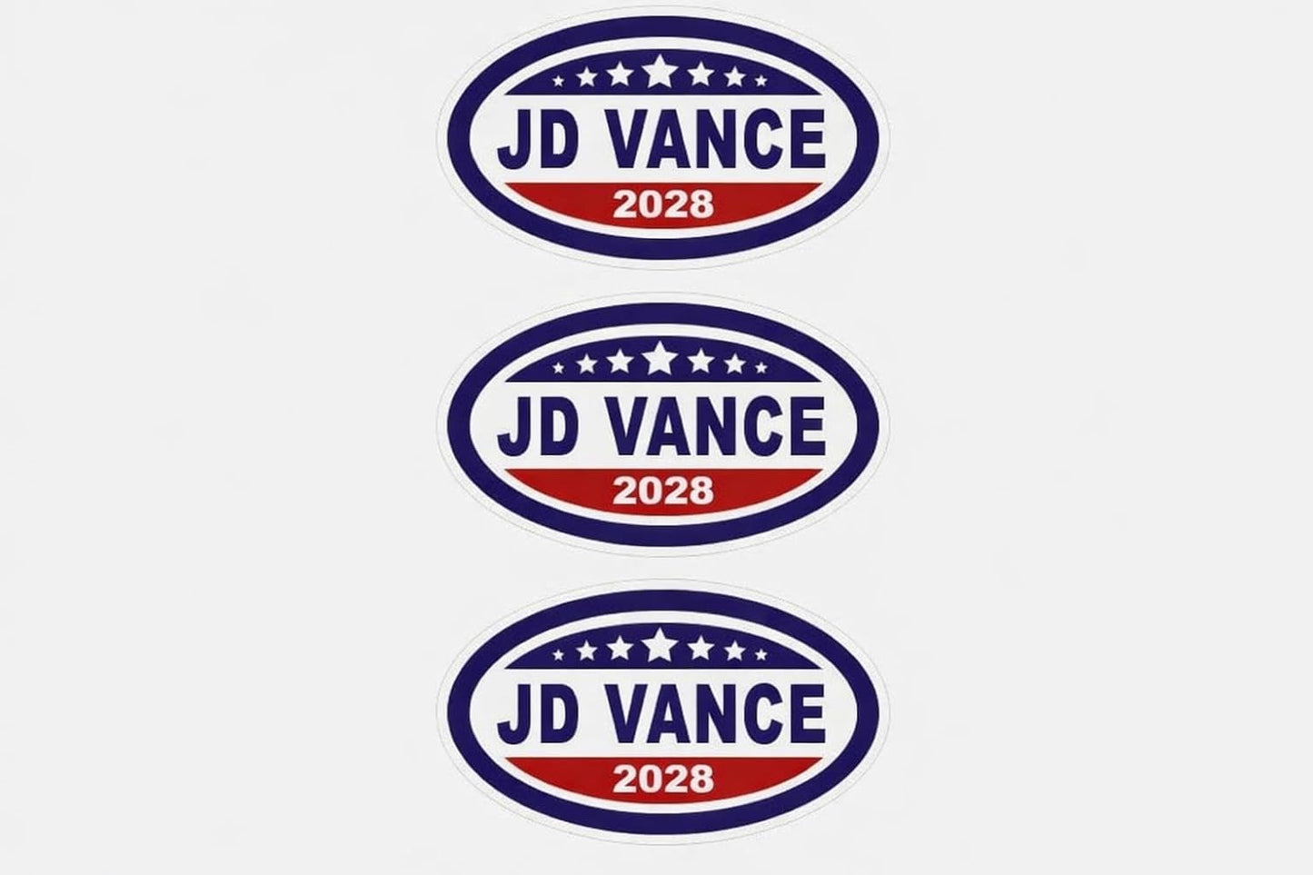 JD Vance 2028 Oval Campaign Decal Set of (3) 3.25 x 5.5 Inch Political Vinyl Decals Weatherproof Bumper, Window, Laptop Decal