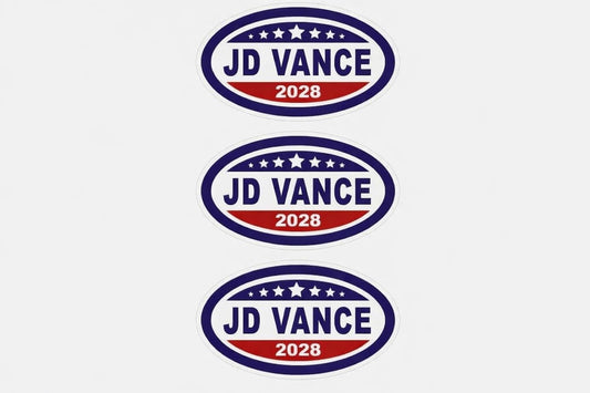 JD Vance 2028 Oval Campaign Decal Set of (3) 3.25 x 5.5 Inch Political Vinyl Decals Weatherproof Bumper, Window, Laptop Decal