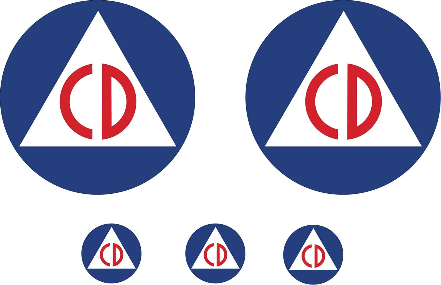 Civil Defense Defence Sticker Set 5 Decals 3" and 1" Civilian Protection