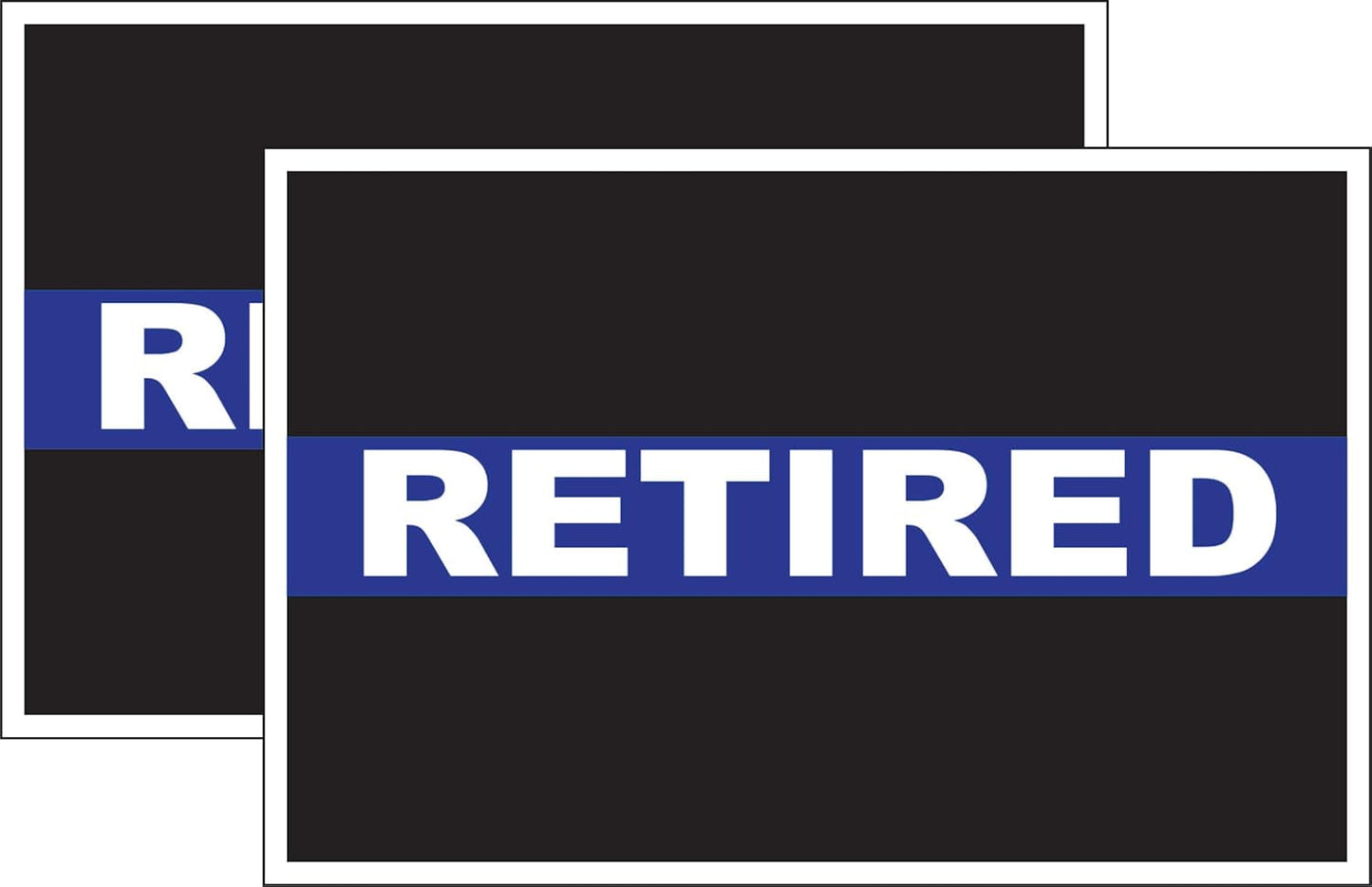 PAIR (2) Thin Blue LINE 'Retired' Police Decal Sticker 4x6