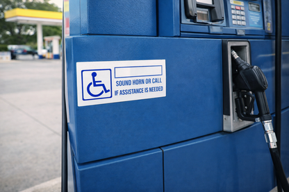 Pair (2) Sound Horn OR Call for Assistance Handicap Sticker/Decal for Gas Pump PSG-p821