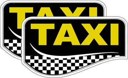 Taxi Sticker Decal Checkerboard Pattern (2 Pack) p150