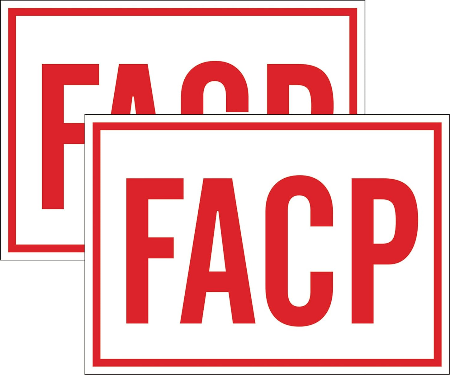 FACP Fire Alarm Control Panel Decal/Sticker 5X7 RED Printed ON White (Pair)
