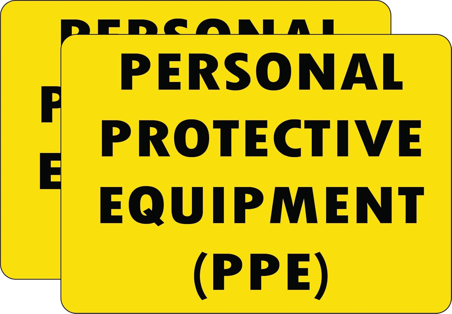 PPE Sticker Pair (5x7) Decals Black Printed on Yellow Personal Protective Equipment