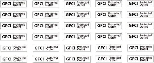 GFCI GFI Protected Outlet Decals Decal 1" Wide .25" Tall (30 Pack) p650