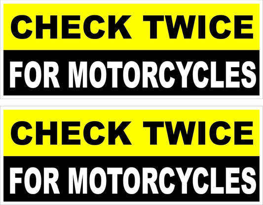 Check Twice for MOTORCYLES Double Sturgis Davidson Bumper Sticker Decal 3" x 8" P65 Harley