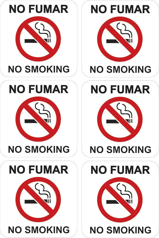 No Smoking and No Fumar stickers decals (6 pack) 3.25x3.25