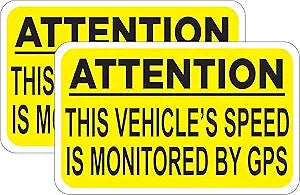 Pair of Attention This VEHICLE'S Speed is Monitored by GPS Sticker Decal Larger Size 5x8 (2 Decal)