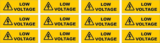 Low Voltage Electric Electricity Decal Decals (12 Pack) Small .5x1.5
