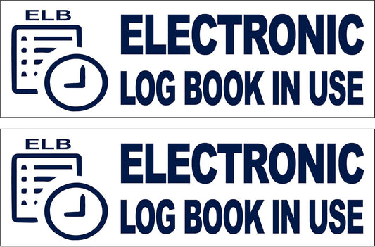 Electronic Log Book in Use Sticker (2 Pack) 2.5x8 Navy Blue ELD Decal DOT Truck p185