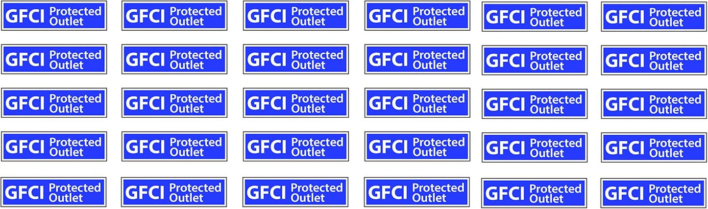 Set of 30 GFCI Blue Version Ground Fault Circuit Interrupter Decal Decal .25" x 1"