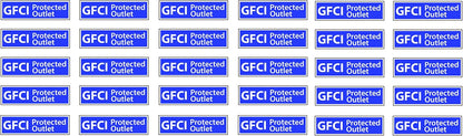 Set of 30 GFCI Blue Version Ground Fault Circuit Interrupter Decal Decal .25" x 1"