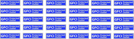 Set of 30 GFCI Blue Version Ground Fault Circuit Interrupter Decal Decal .25" x 1"