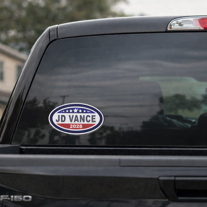JD Vance 2028 Oval Campaign Decal Set of (3) 3.25 x 5.5 Inch Political Vinyl Decals Weatherproof Bumper, Window, Laptop Decal