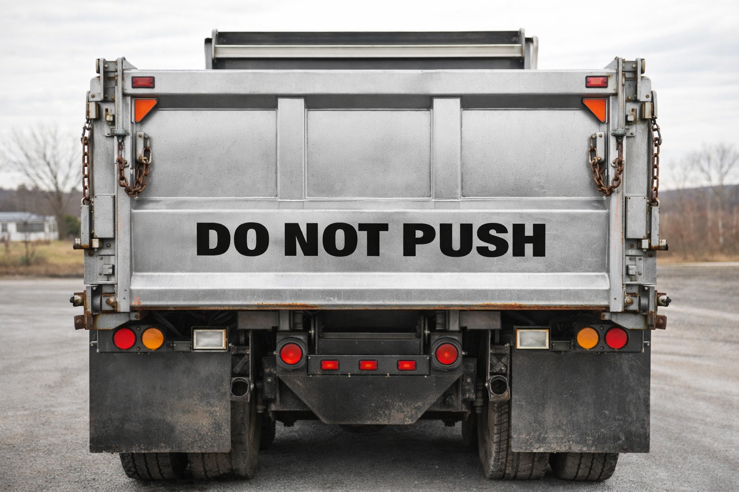 DO NOT Push (5" X 48") Black Vinyl Die Cut for Dump Trucks Warning for Frontend Loader not to Push Tailgate