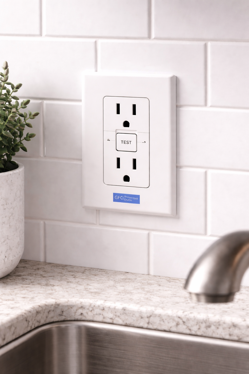 Set of 30 GFCI Blue Version Ground Fault Circuit Interrupter Decal Decal .25" x 1"