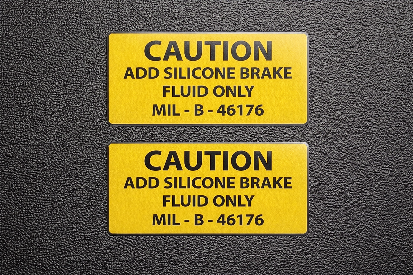 Silicone Brake Fluid Only Decal Pair – MIL-B-46176 1.5” x 3”
