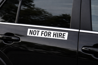 NOT FOR HIRE Decal Stickers (Pair) 2" x 9" Black on White Vinyl Car Truck Window Sign P840